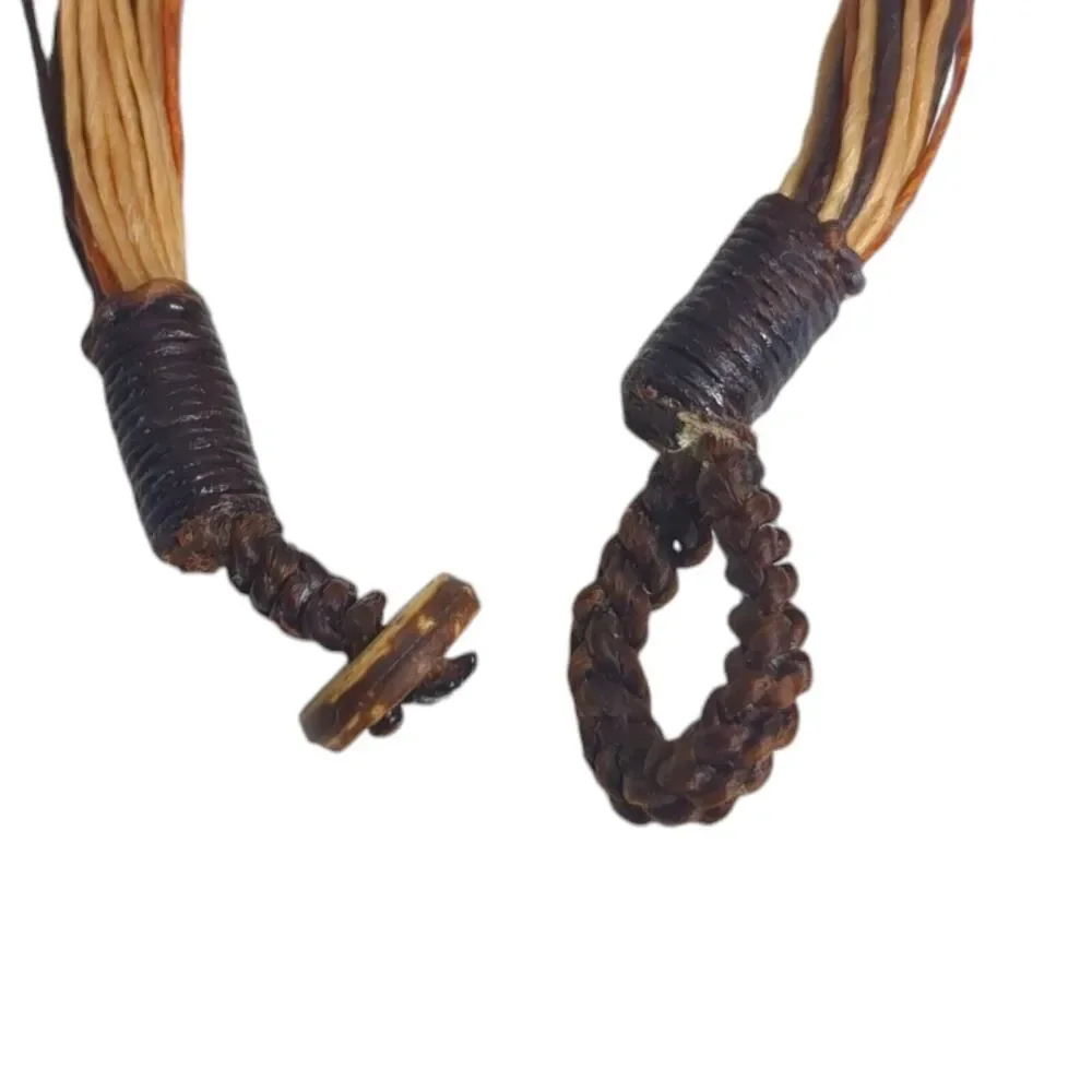 Vintage Tribal Abalone Shell Necklace - Beaded Multi-String, Bohemian, 18 Inch